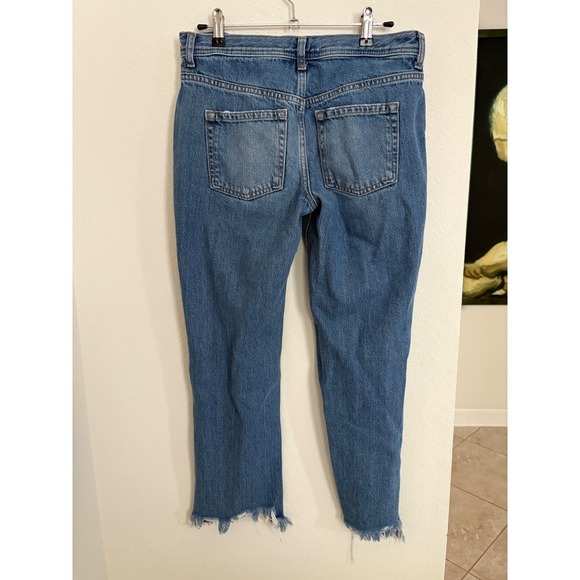 We The Free Denim Frayed Hem Jeans Cropped Raw Hem Light Wash Casual Womens - Picture 3 of 6